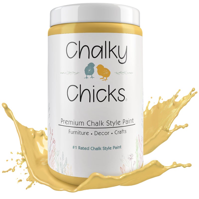 Chalky Chicks All-in-One Chalk Paint for Furniture or Cabinet - 16 Fl Oz - Matte Finish Tuscany (Yellow) for Metal, Wood Furniture Paint - No Sanding All-in-One for Home Decor & Crafts, USA Made - Image 1